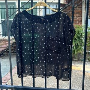 Sheer Oversized Lightning Bolt Top